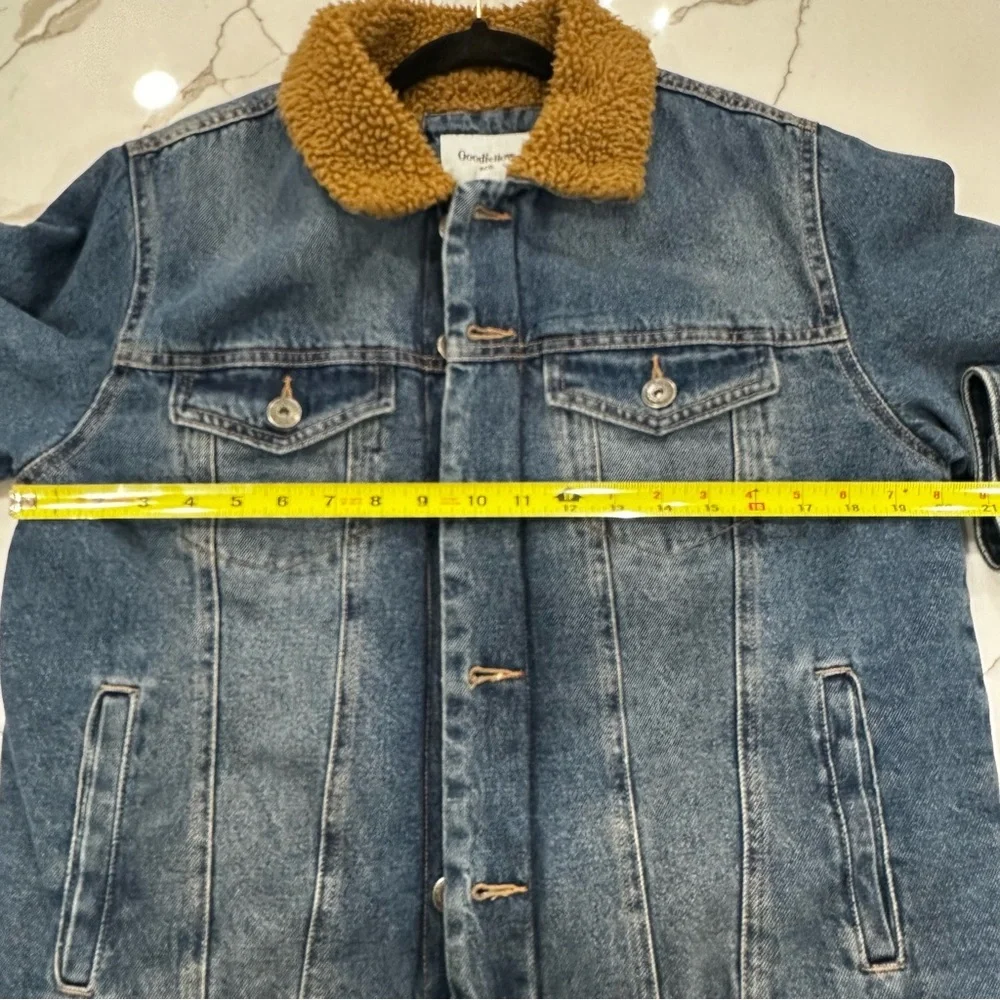 Goodfellow & Co Men’s Sherpa Lined Denim Trucker Jacket Blue Small
